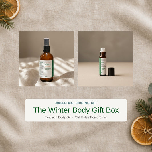 The Winter Body Gift Box: Teallach Winter Body Oil and Still Pulse Point Roller by Audere Pure