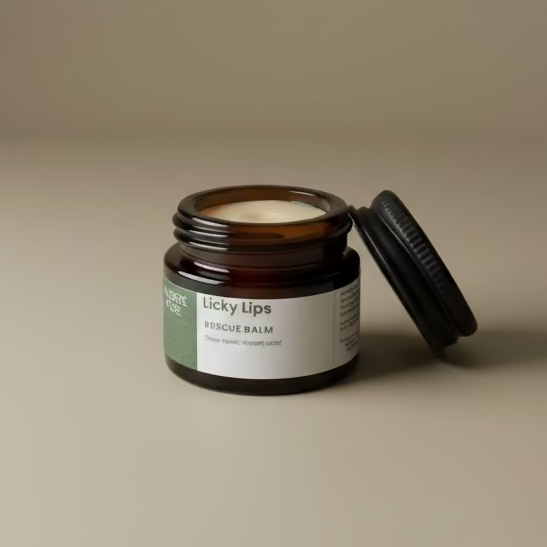 Licky Lips Lip Balm by Audere Pure – open 10g amber glass jar