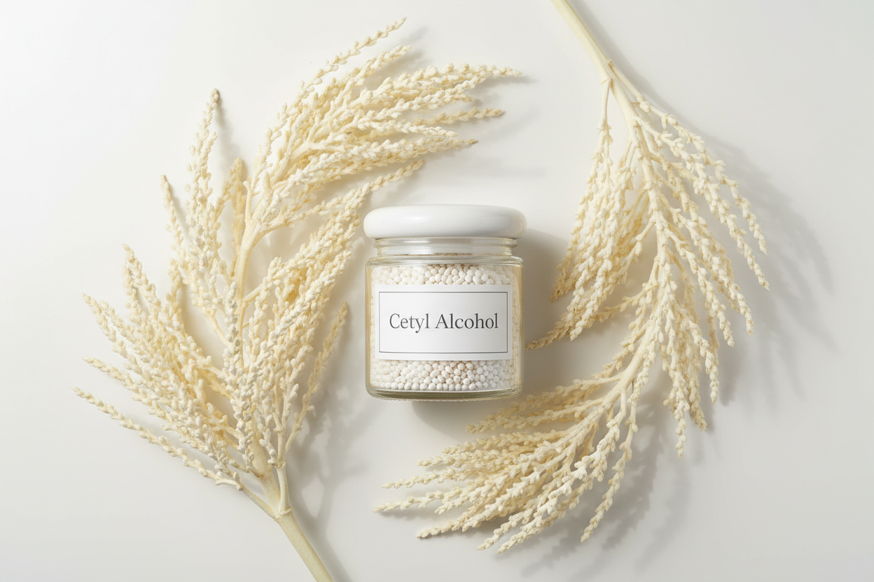 Cetyl Alcohol Jar with Palm Flowers